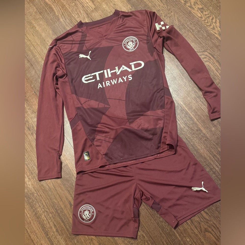 Puma Maroon Football Jersey with Gold Badge